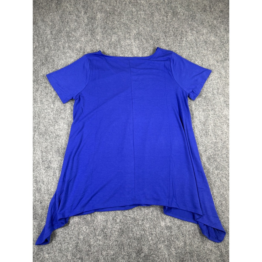 Zenana Womens 2X Royal Blue Sharkbite Hem Short Sleeve Tunic Top NEW